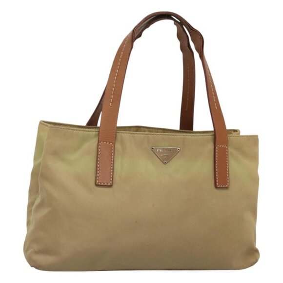 PRADA Hand Bag Nylon Beige Auth 123906 - Picture 1 of 16